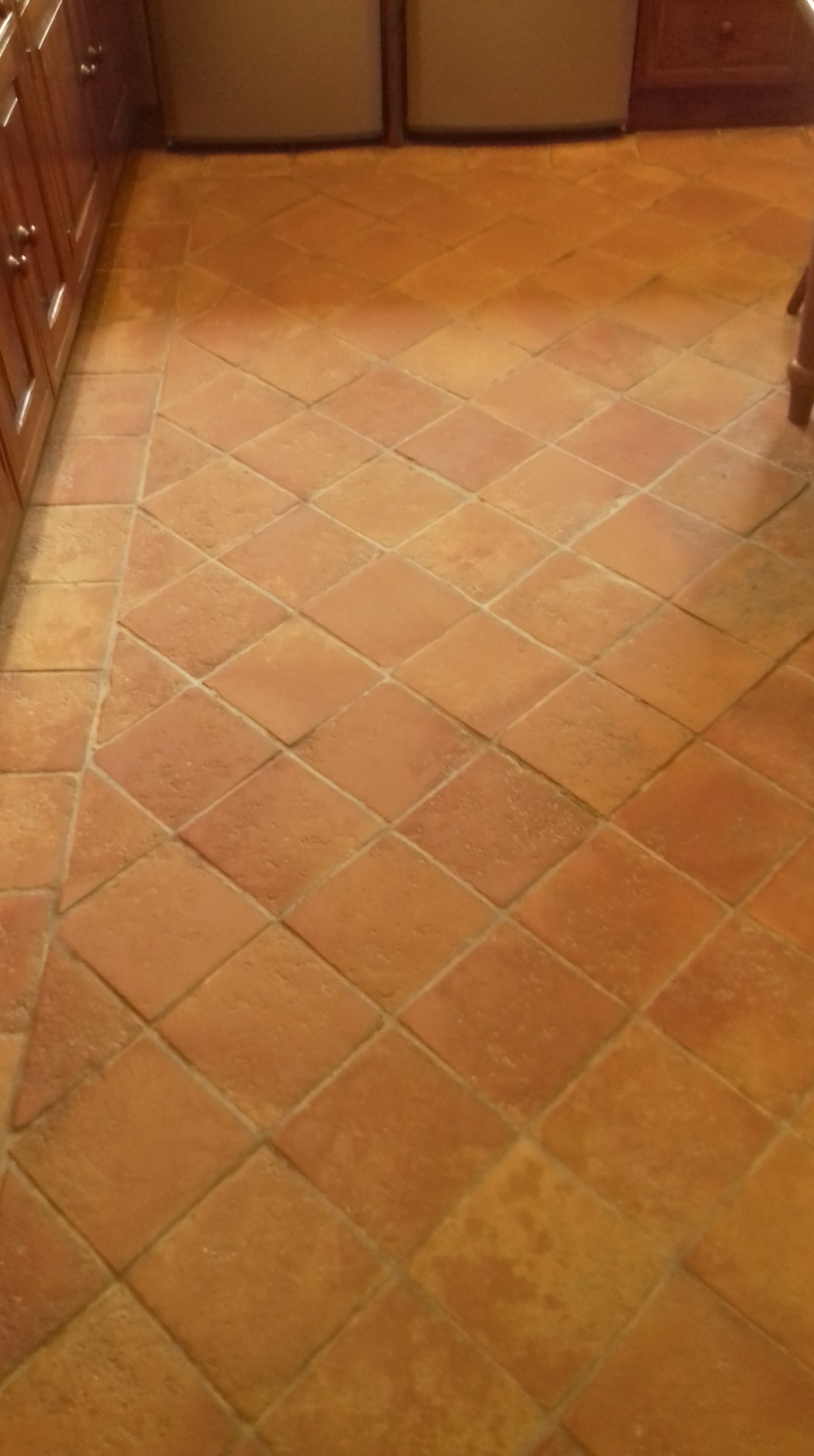 1970s Terracotta Tiled Floor After Restoration Chilham Cottage