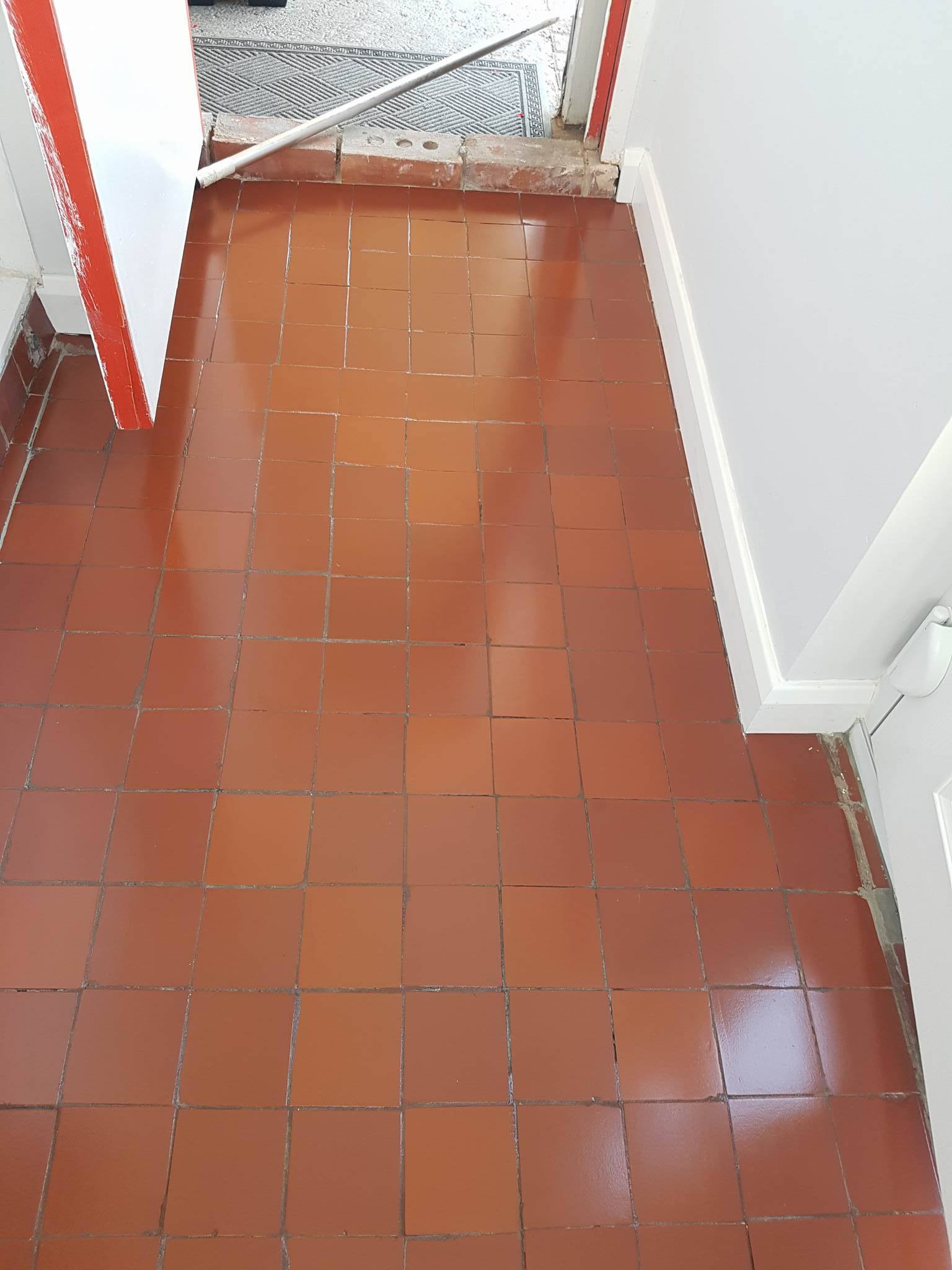 Quarry tiled porch after sealing